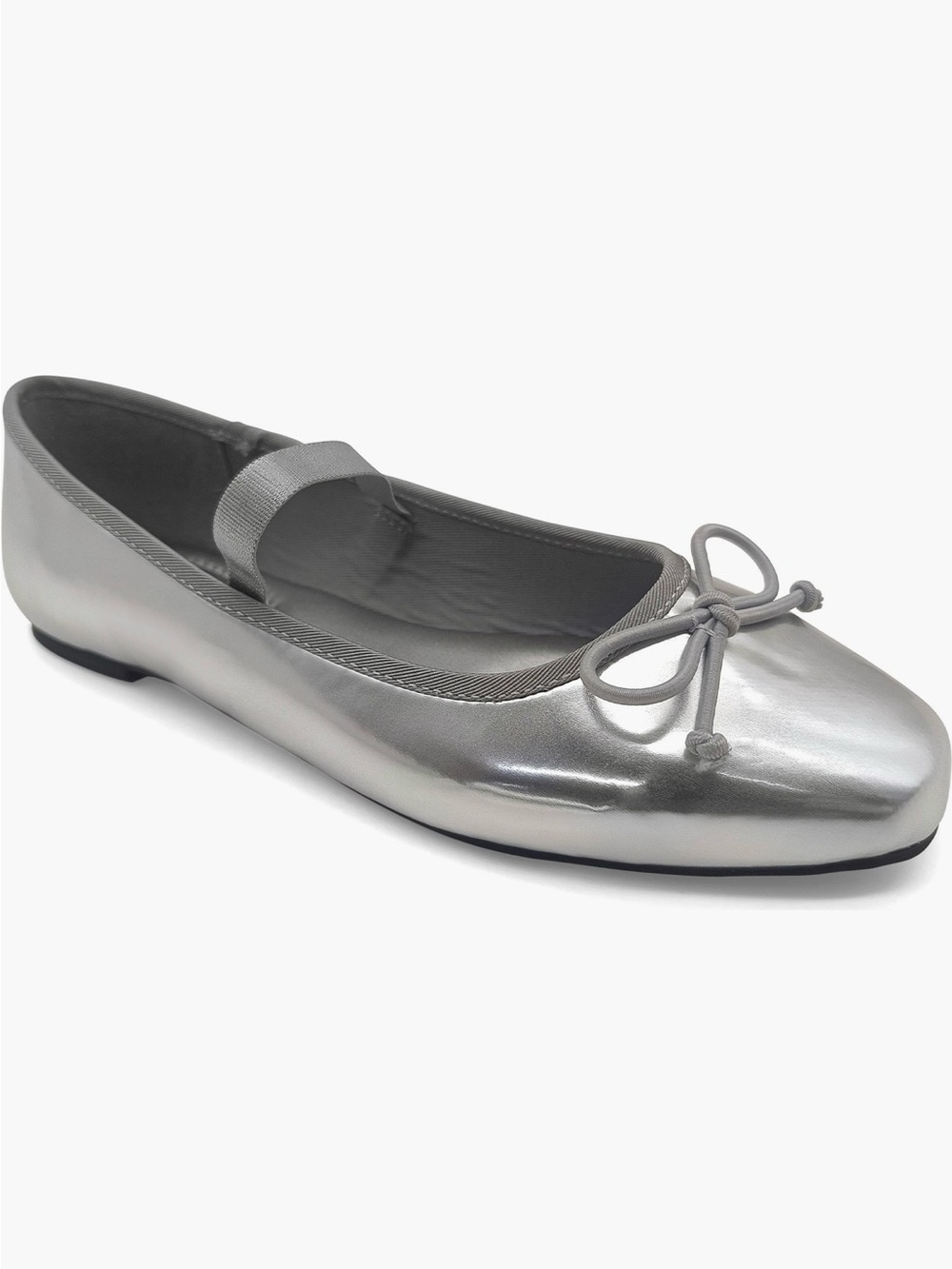 NWT Kenneth Cole Melrose Women's Silver Ballet Flat with Bow